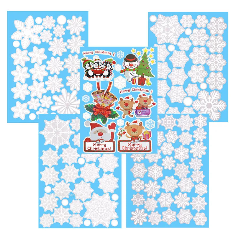 2025 Christmas Snowflake Window Clings - Santa & Reindeer Glass Sticker, Xmas Decor