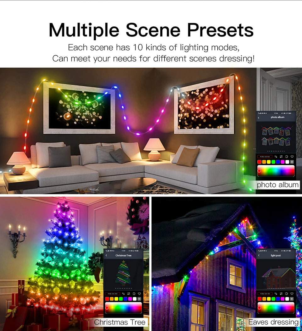 RGBIC Fairy Light String - DIY Mode, Bluetooth USB 5V LED Xmas Tree Decor 2025