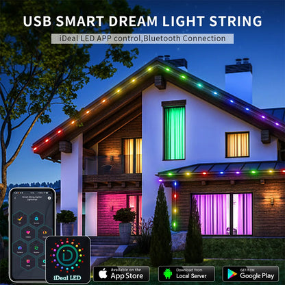 RGBIC Fairy Light String - DIY Mode, Bluetooth USB 5V LED Xmas Tree Decor 2025