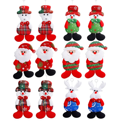 Christmas Plush Doll Ornaments - Santa & Snowman Hanging Pendants, 12/1pcs