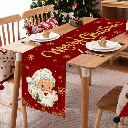 Santa Claus Christmas Table Runner - Xmas Tablecloth, Navidad Decor, 2025