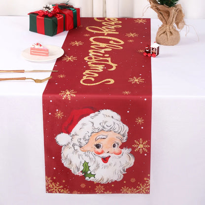 Santa Claus Christmas Table Runner - Xmas Tablecloth, Navidad Decor, 2025
