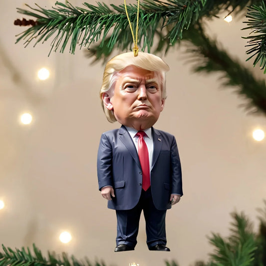 Trump-Inspired Acrylic Christmas Decor - Hanging Ornament for Car & Tree, 1pc
