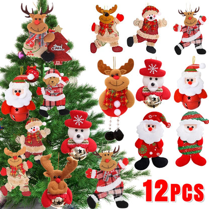 Christmas Plush Doll Ornaments - Santa & Snowman Hanging Pendants, 12/1pcs