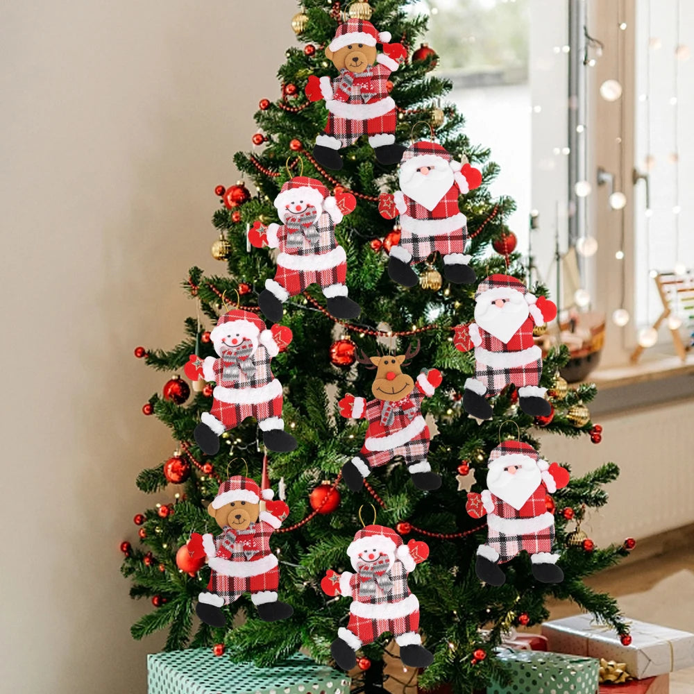 Christmas Plush Doll Ornaments - Santa & Snowman Hanging Pendants, 12/1pcs