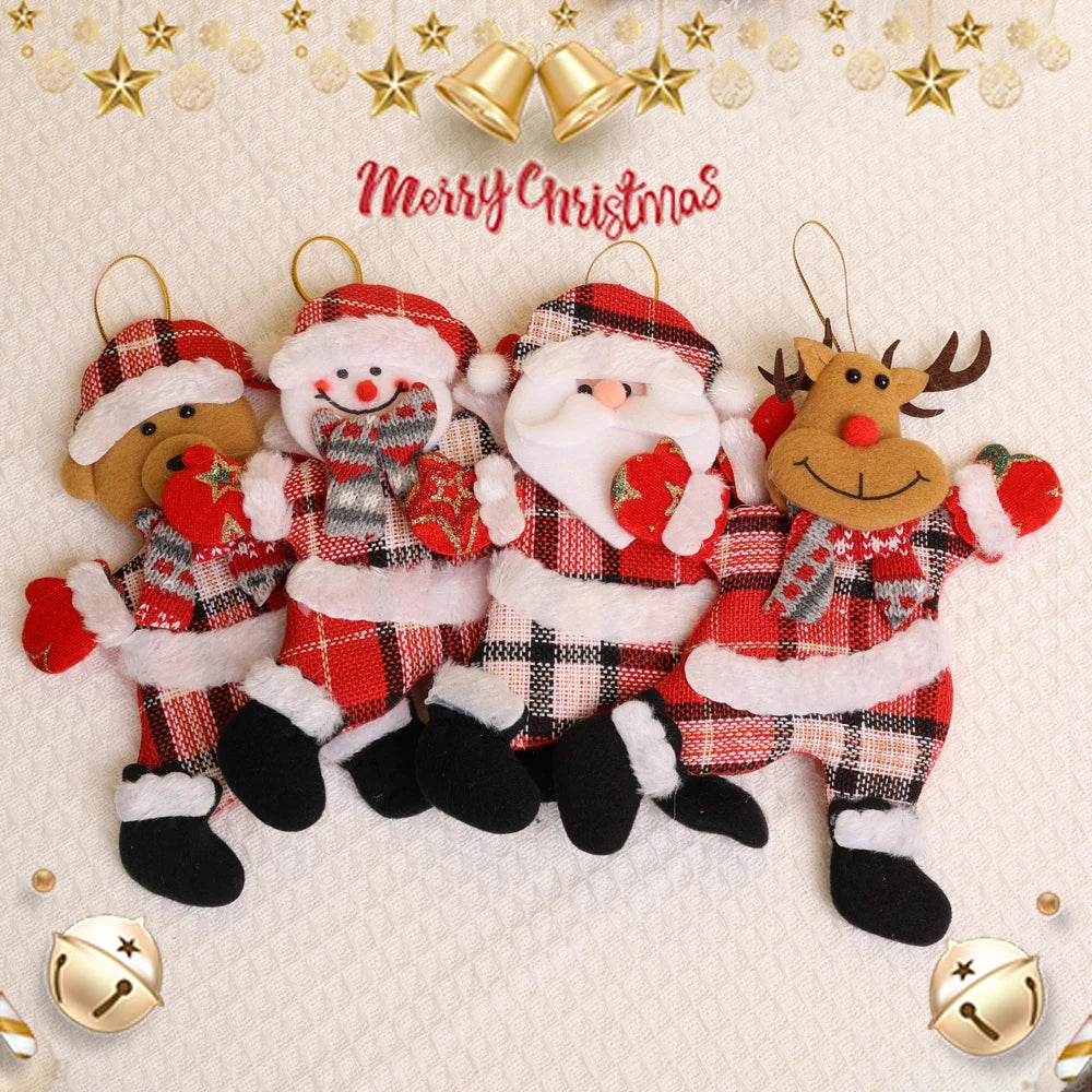Christmas Plush Doll Ornaments - Santa & Snowman Hanging Pendants, 12/1pcs