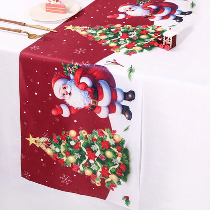 Santa Claus Christmas Table Runner - Xmas Tablecloth, Navidad Decor, 2025