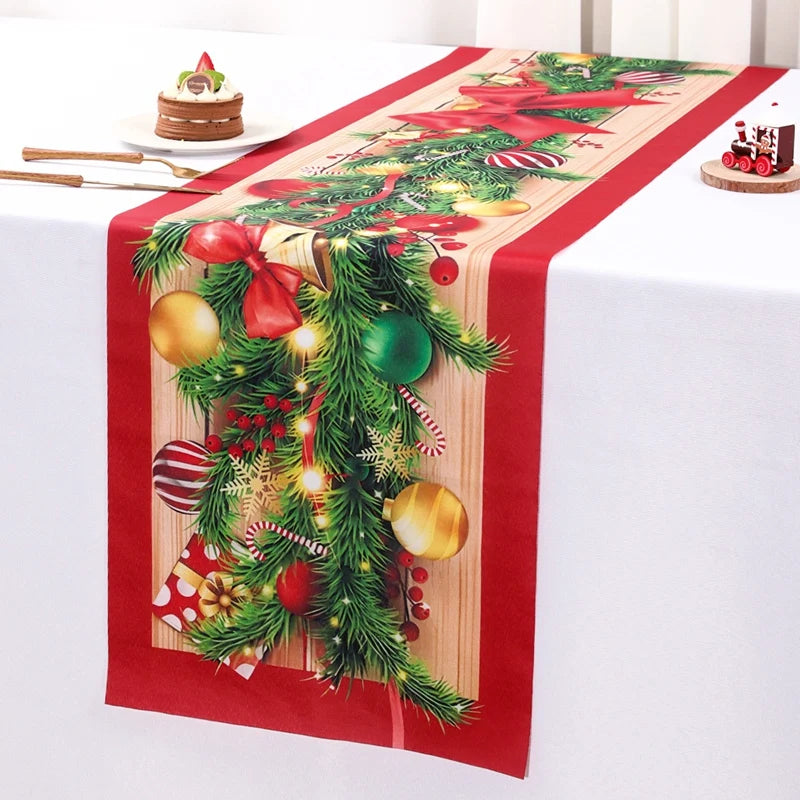 Santa Claus Christmas Table Runner - Xmas Tablecloth, Navidad Decor, 2025