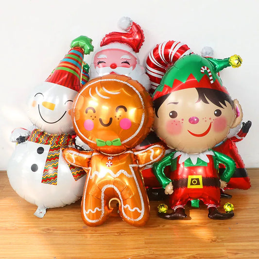 Christmas Foil Balloons - Elk, Snowman, Santa, Gingerbread, Xmas Tree & Snowflake