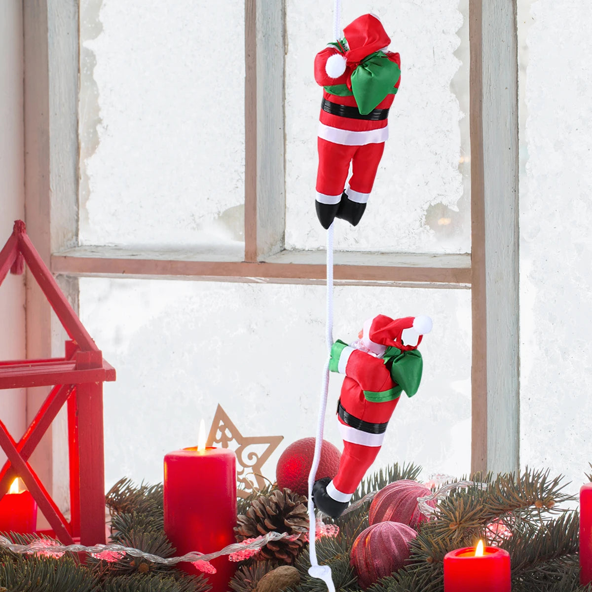 Santa Claus Climbing Ladder Pendant - Merry Christmas Tree Ornament, 2025