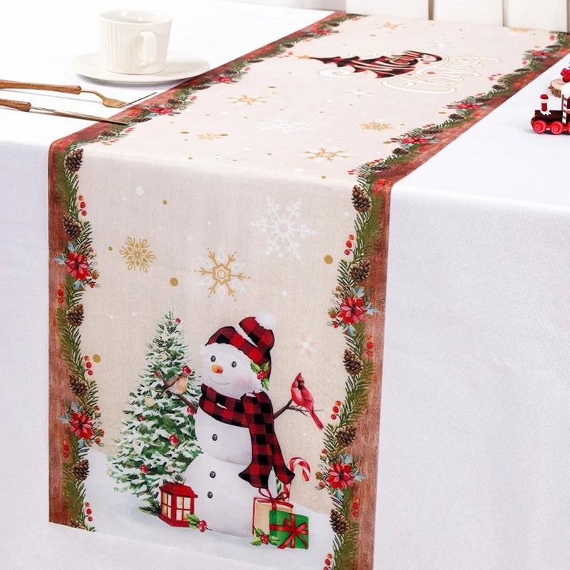 Santa Claus Christmas Table Runner - Xmas Tablecloth, Navidad Decor, 2025