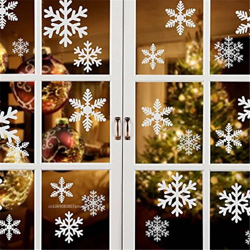 2025 Christmas Snowflake Window Clings - Santa & Reindeer Glass Sticker, Xmas Decor