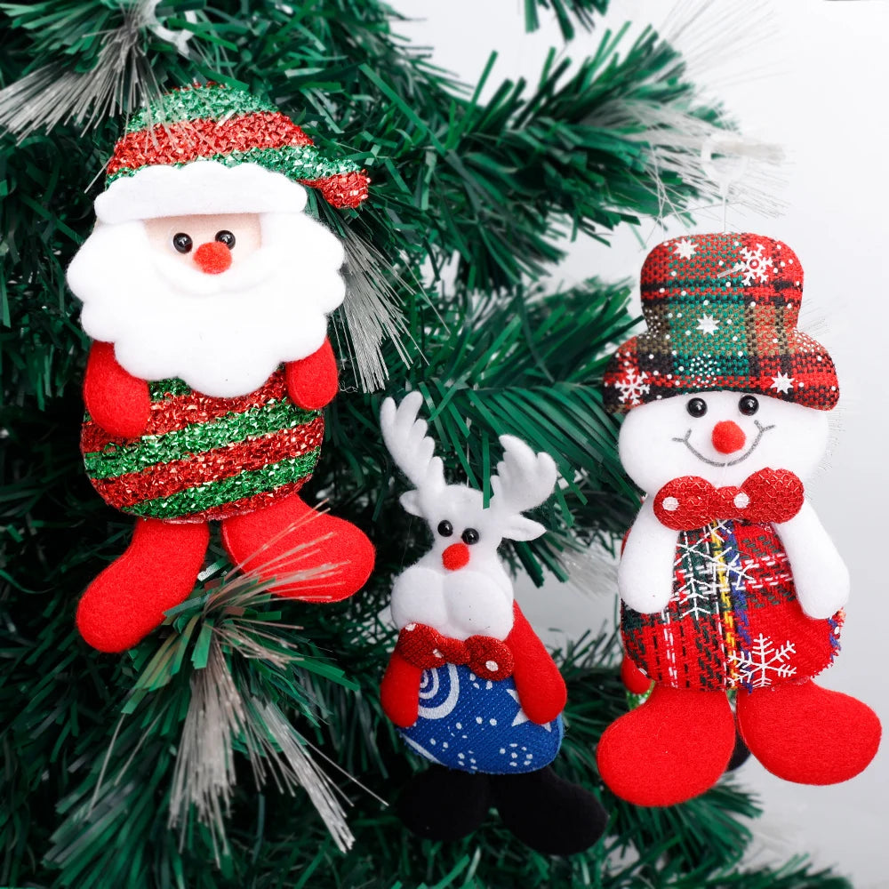 Christmas Plush Doll Ornaments - Santa & Snowman Hanging Pendants, 12/1pcs