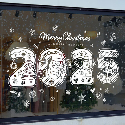 Merry Christmas Santa Claus Clings, Noel Decor - New Year 2025 Window Sticker