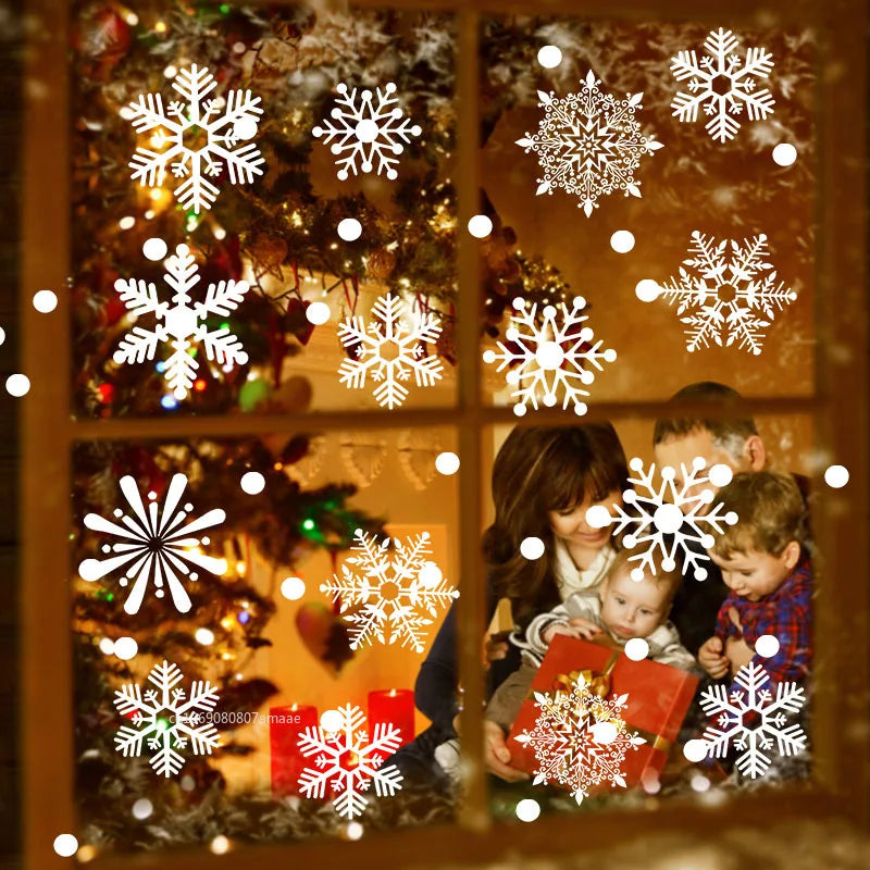 2025 Christmas Snowflake Window Clings - Santa & Reindeer Glass Sticker, Xmas Decor