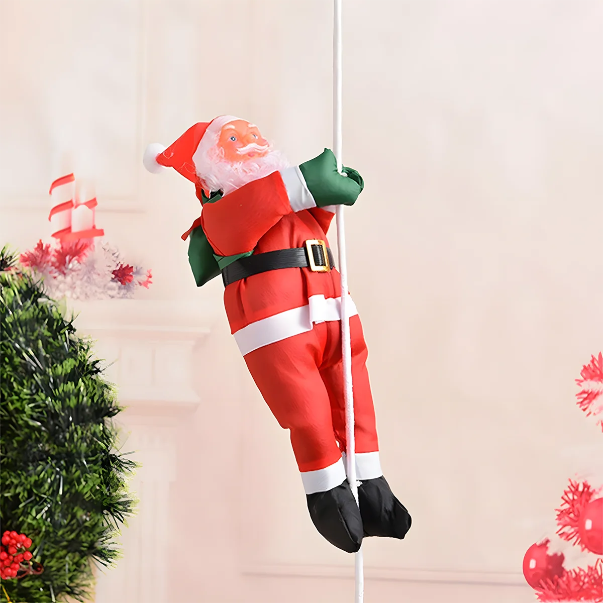 Santa Claus Climbing Ladder Pendant - Merry Christmas Tree Ornament, 2025