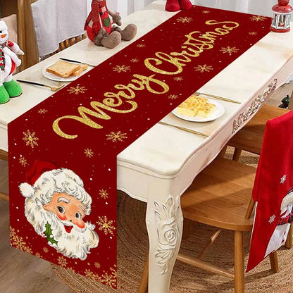 Santa Claus Christmas Table Runner - Xmas Tablecloth, Navidad Decor, 2025