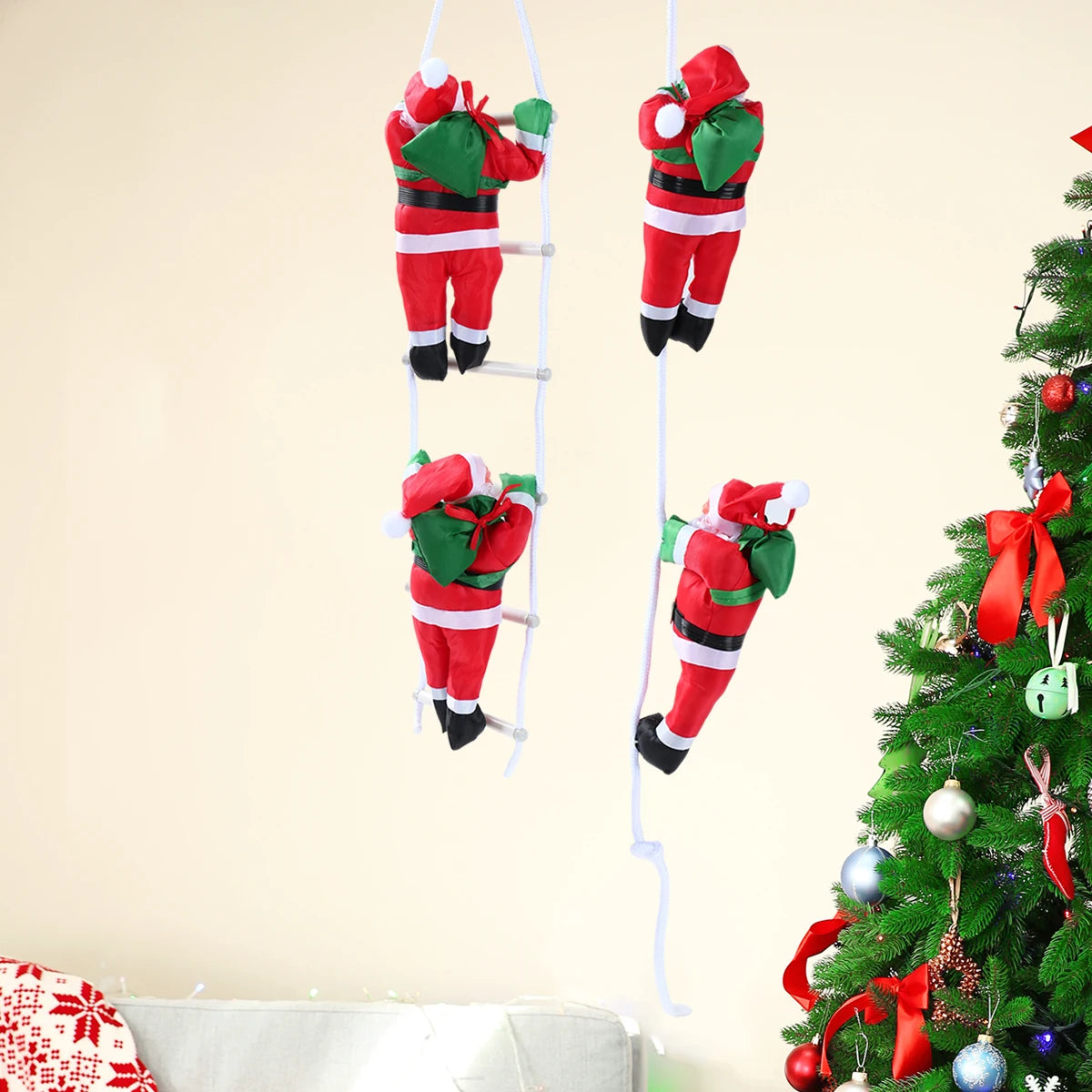 Santa Claus Climbing Ladder Pendant - Merry Christmas Tree Ornament, 2025