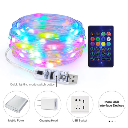 RGBIC Fairy Light String - DIY Mode, Bluetooth USB 5V LED Xmas Tree Decor 2025